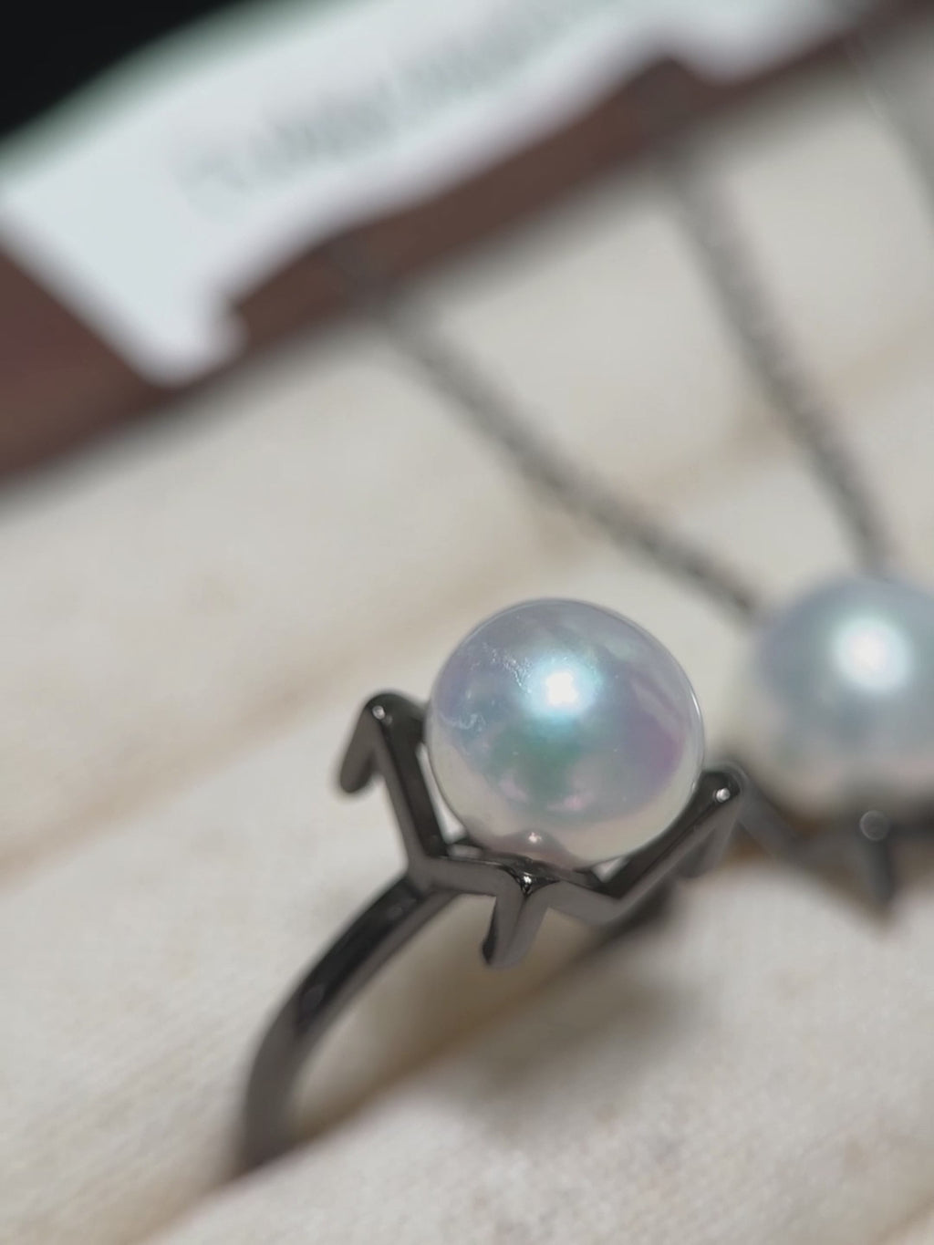 Blue Halo Pearl Ring & Pendant Set