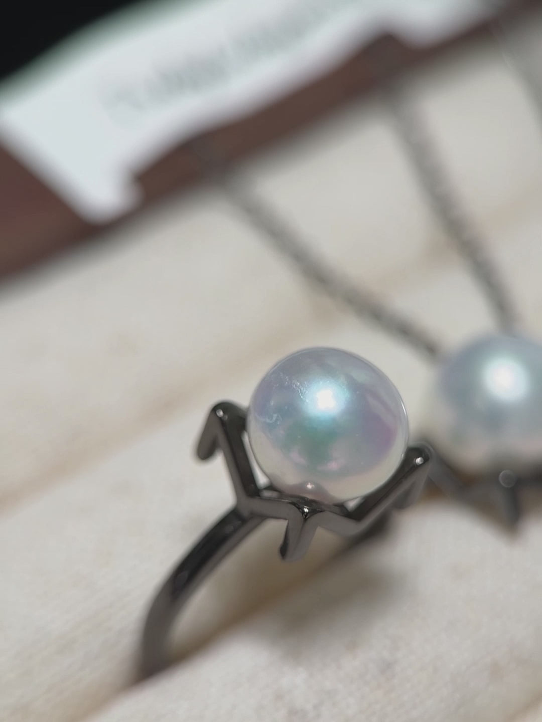 Blue Halo Pearl Ring & Pendant Set