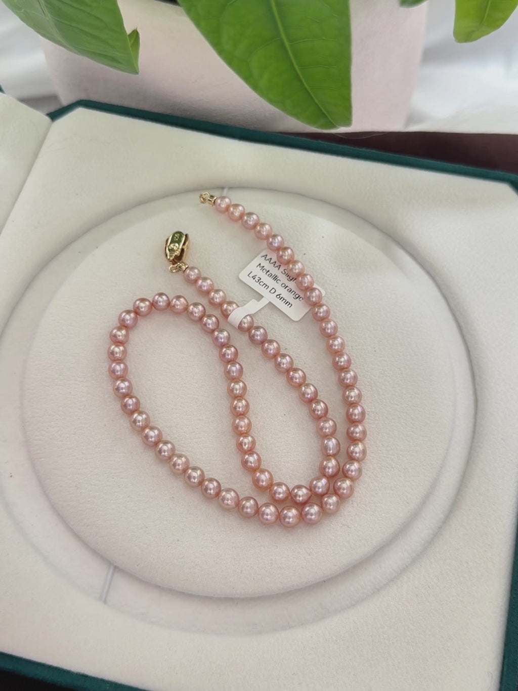 Elegant Metallic Orange 6mm Freshwater Pearl Necklace