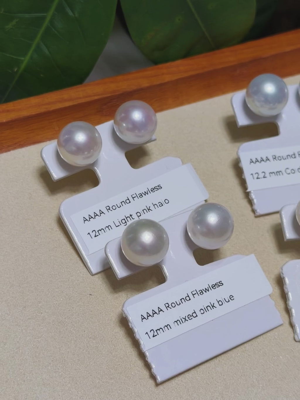 12mm White Freshwater Pearl Stud Earrings – Four Halo Colour Variations