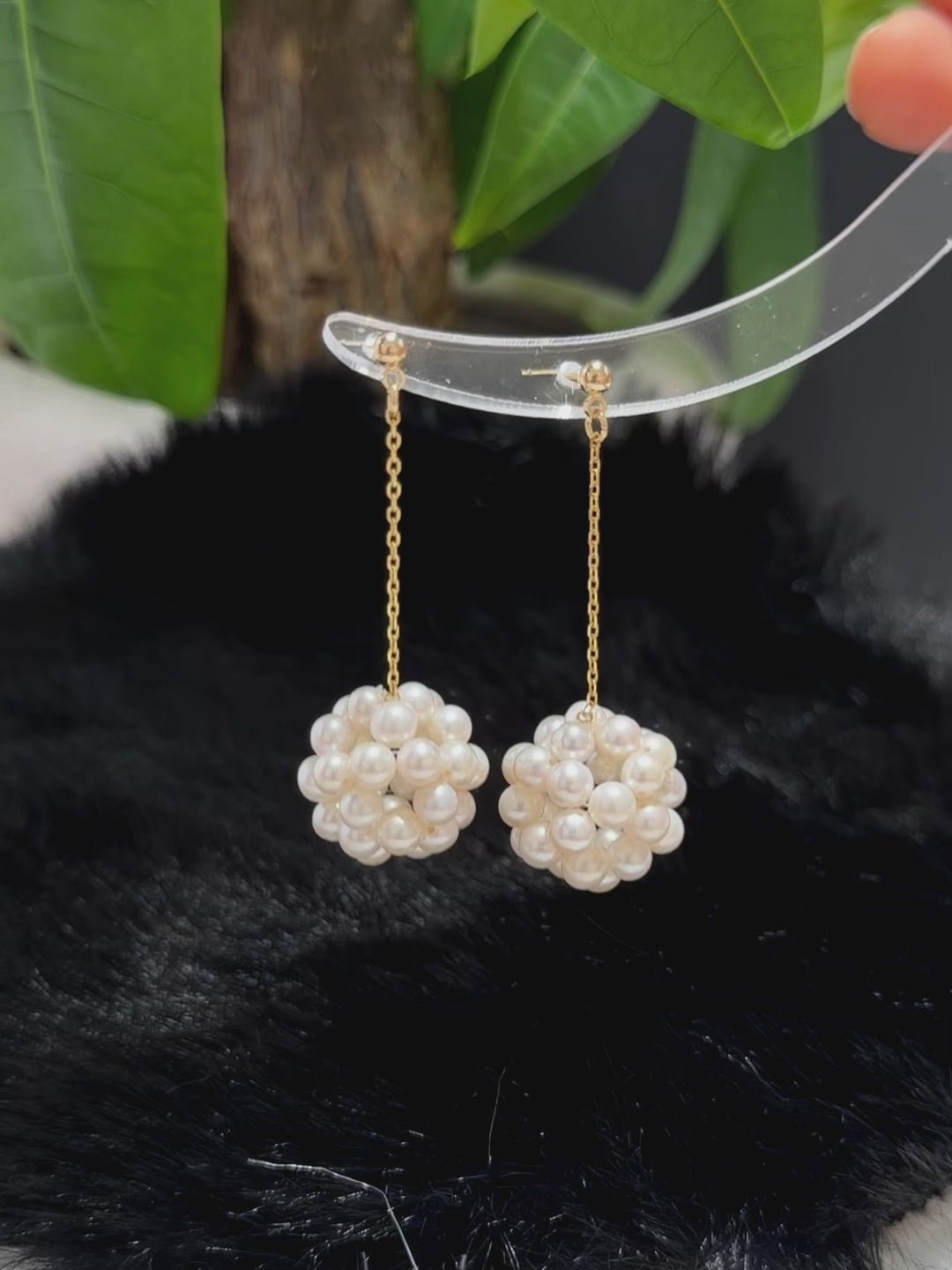 Hydrangea White Pearl Dangle Earrings