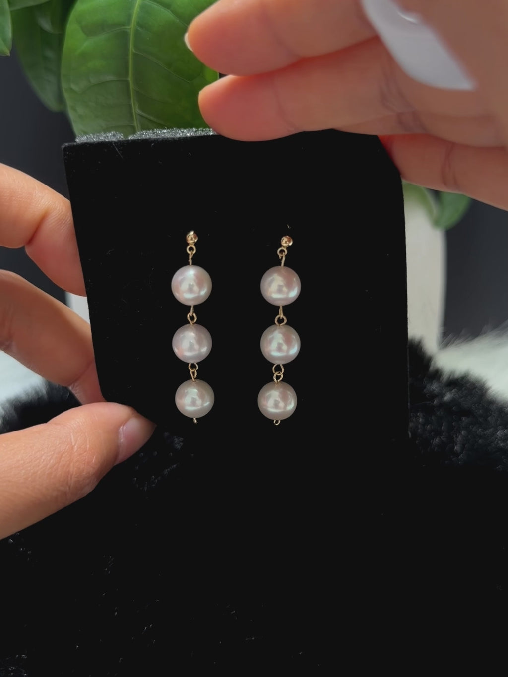 Triple White Freshwater Pearl Drop Earrings – Pink Halo