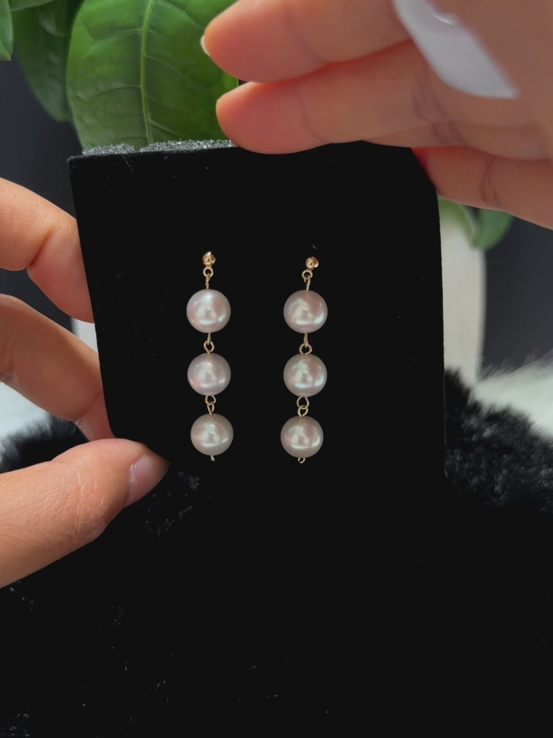 Triple White Freshwater Pearl Drop Earrings – Pink Halo