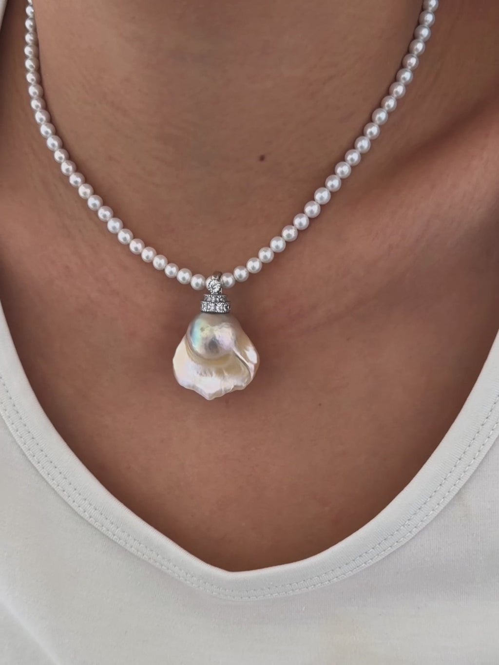 Creamy Golden-Blue 25mm Baroque Pearl Pendant