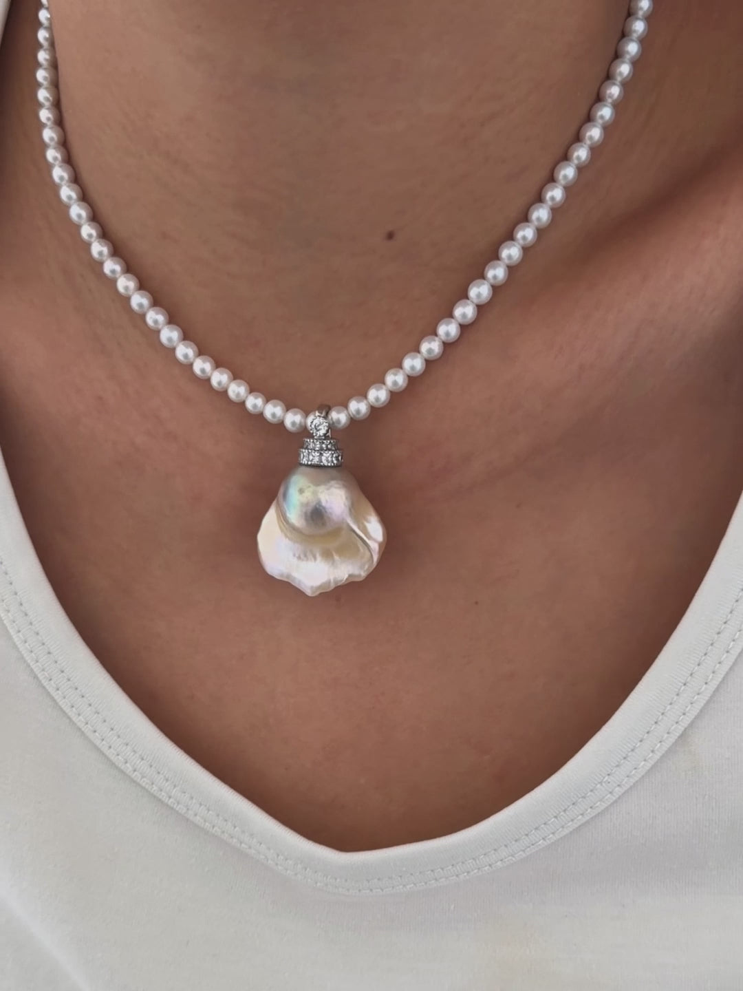 Creamy Golden-Blue 25mm Baroque Pearl Pendant