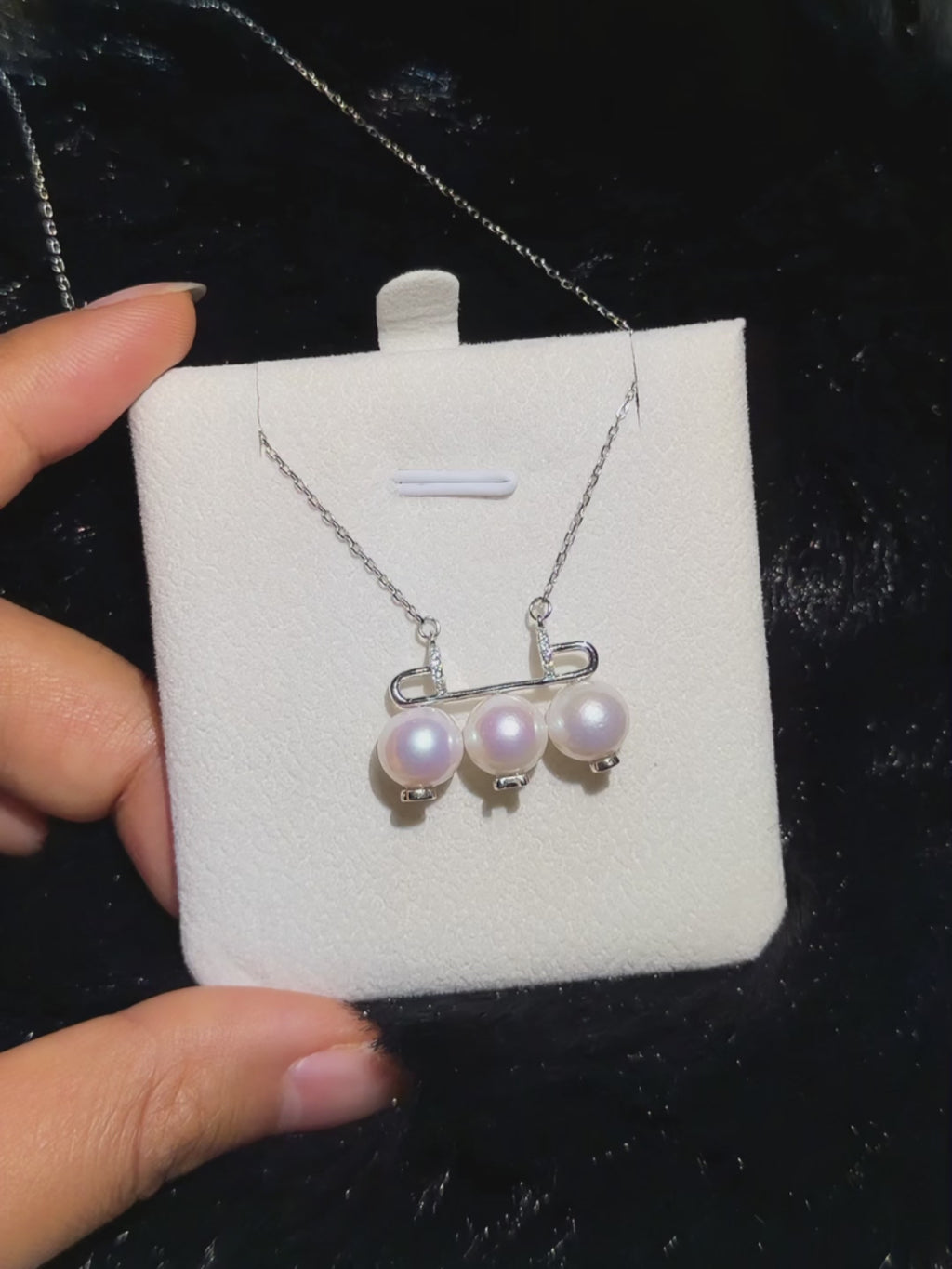 Triple Pink Halo Pearl Pendant Necklace