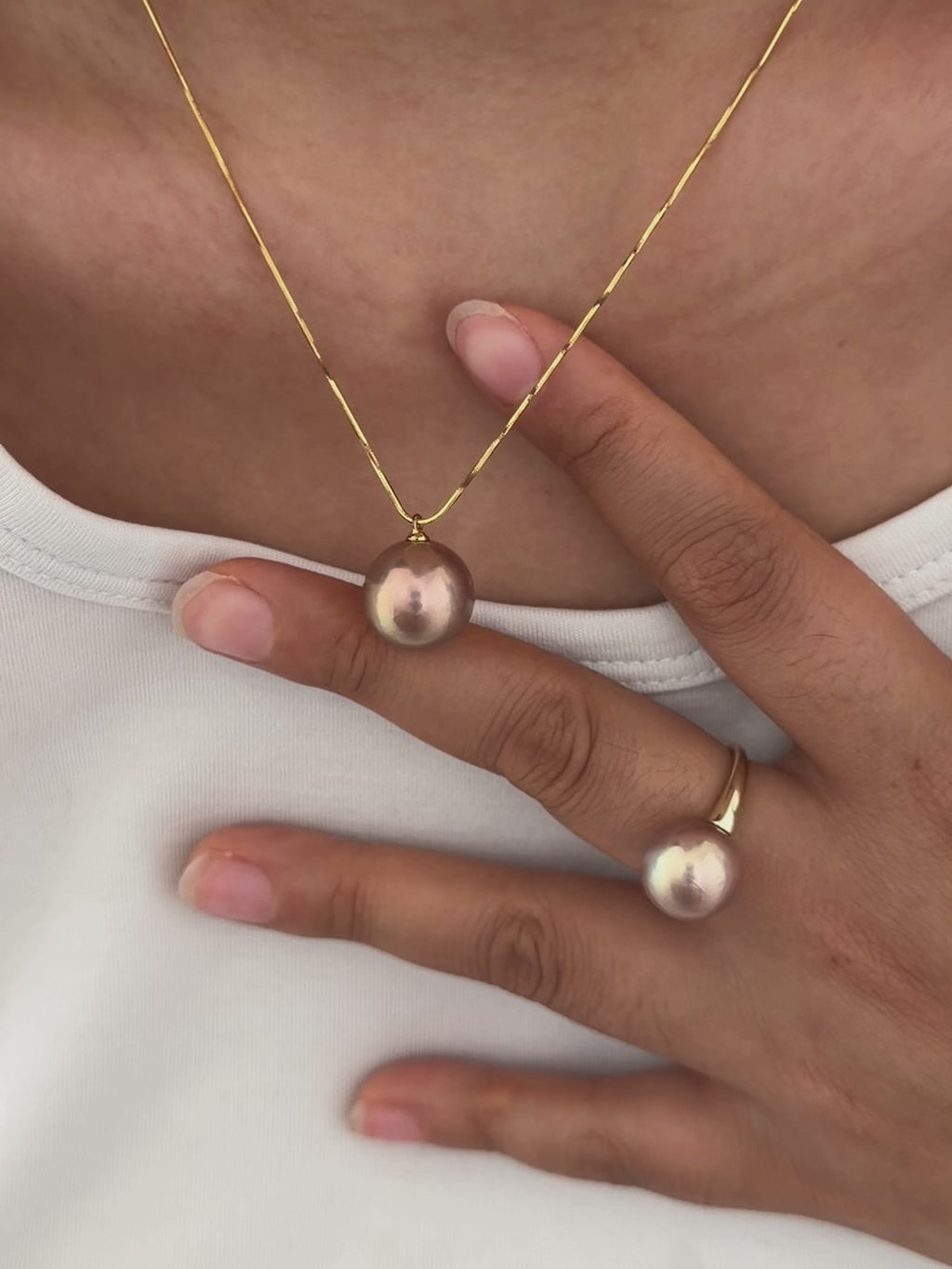 Golden Green Pearl Ring & Pendant Jewelry Set